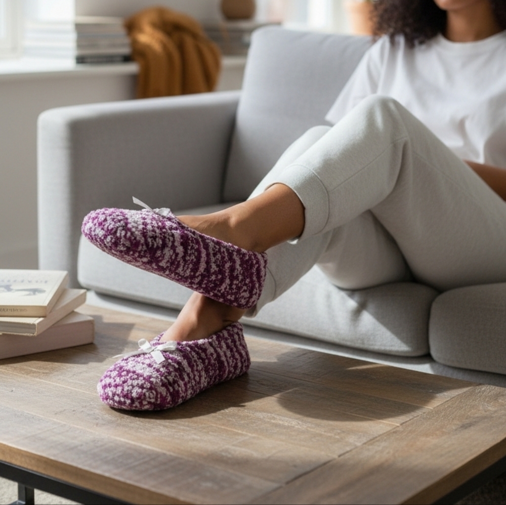 Cozy Purple Knit Women's Slippers